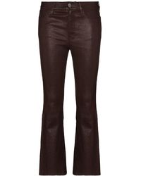 FRAME - Le Crop Leather Flared Trousers - Lyst