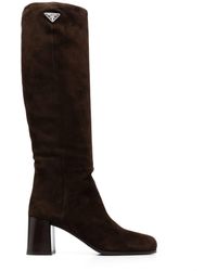 Prada - 65mm Knee-high Leather Boots - Lyst