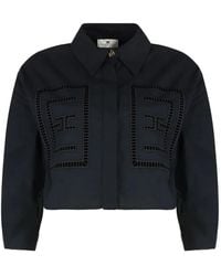 Elisabetta Franchi - Embroidered Cropped Shirt - Lyst