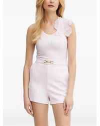 Elisabetta Franchi - Ribbed Flower-Embellished Tank Top - Lyst