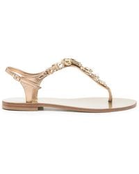 EDDI CUOMO - Glass-Embellished T-Strap Sandals - Lyst