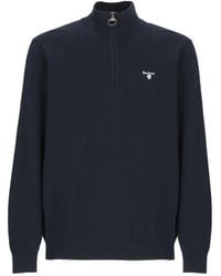 Barbour - Half-Zip Ribbed-Trim Sweater - Lyst