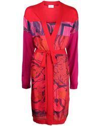 Ferragamo - Heritage-Print Long Belted Cardigan - Lyst