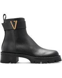 Versace - V-Ankle Buckle-Detail Boots - Lyst
