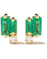 Suzanne Kalan - 18Kt Fireworks Emerald And Diamond Studs - Lyst