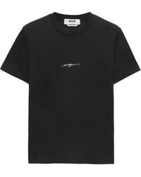 MSGM - Cotton T-Shirt With Cursive Logo Print - Lyst