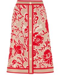 Temperley London - Francis Floral-Pattern Buttoned Knit Midi Skirt - Lyst