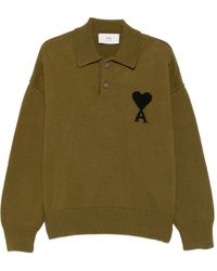 Ami Paris - Ami De Coeur Wool Polo Shirt - Lyst