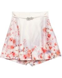 Zimmermann - Low-Waist Floral Silk And Cotton Shorts - Lyst