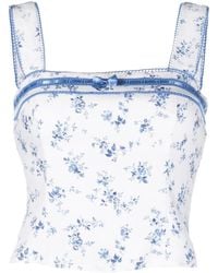 Reformation - Eloise Floral-print Linen Cropped Top - Lyst