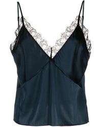 Kiki de Montparnasse - Lace-Panel Silk Sleeveless Top - Lyst