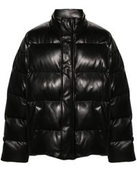 Balenciaga - High-neck Leather Padded Jacket - Lyst