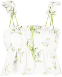 YUHAN WANG - Ruffled Floral-embroidered Top - Lyst