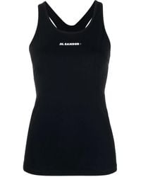 Jil Sander - Stretch Fabric Top With Front Printed Logo - Lyst