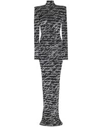 Balmain - Ls Bodycon Love Letter Long Dress - Lyst