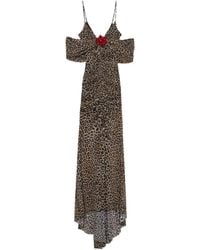 Blumarine - Leopard-Print Brooch-Detail Maxi Dress - Lyst