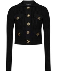 Balmain - Vest Met Opengewerkte Details En Geribbelde Gebreide - Lyst