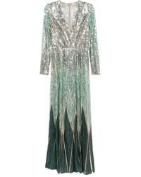 Elie Saab - Embroidered Tulle Long Dress - Lyst