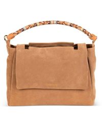 Orciani - Sveva Embroidered-Handle Suede Shoulder Bag - Lyst