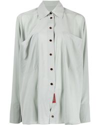 EFTYCHIA Buttoned Patch-pocket Shirt - Green