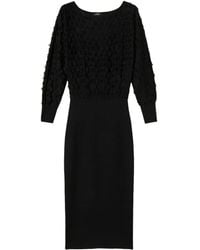 Twinset - Midi-Jurk Met Franje En Textuur - Lyst