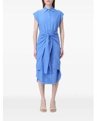 Tela - Midi Tie-Waist Sleeveless Shirt Dress - Lyst