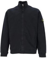 Stone Island - 6100066 Brushed Organic Cotton Fleece Regular-Fit Track Jacket With Ribbed Inserts - Lyst