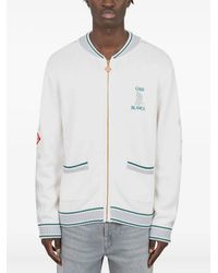CASABLANCA - Logo-Jacquard Zip-Up Cardigan - Lyst