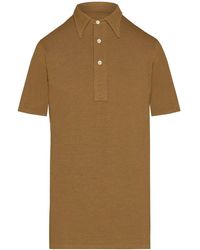 Maison Margiela - Straight-point Collar Cotton-blend Polo Shirt - Lyst