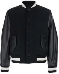 Givenchy - Leather-Sleeve Bomber Jacket - Lyst