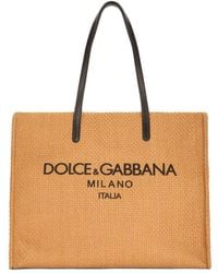 Dolce & Gabbana - Logo-embroidered Raffia Shopper Tote Bag - Lyst