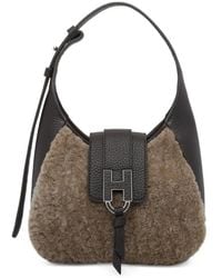 Hogan - Faux-Fur-Trimmed Leather Shoulder Bag - Lyst