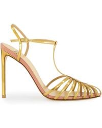 Francesco Russo - 105Mm Metallic-Finnish Heeled Sandals - Lyst