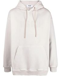 MSGM - Tonal Logo-Print Cotton Hoodie - Lyst