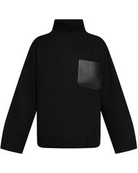 JW Anderson - Leather-Pocket High-Neck Sweater - Lyst