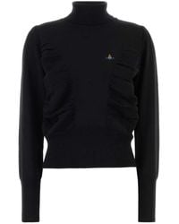 Vivienne Westwood - Orb-Embroidered Ruched Sweater - Lyst