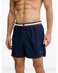 Aeronautica Militare - Logo-Embroidered Striped-Waistband Swim Shorts - Lyst