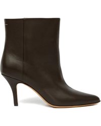 MM6 by Maison Martin Margiela - Pointed-Toe Leather Ankle Boots - Lyst