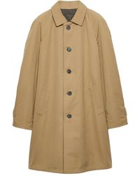 Prada - Button Triangle Logo Cotton Coat - Lyst