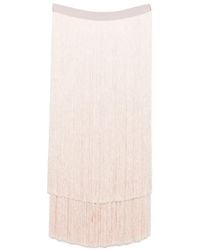 Elisabetta Franchi - Fringed Layered Midi Skirt - Lyst