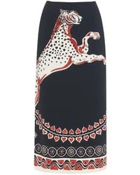 La DoubleJ - Women's Pencil Skirt In Gattopardo Placee Black Satin - Lyst