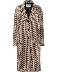 Prada Twist Motif Jacquard Coat - Brown