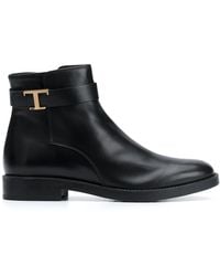 Tod's - T-Buckle Leather Ankle Boots - Lyst
