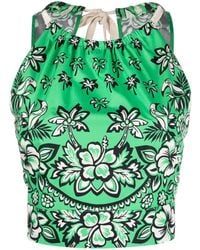 RED Valentino - Floral-Print Cropped Top - Lyst