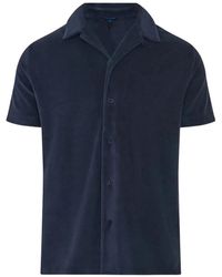 Patrick Assaraf - Terry-Texture Short-Sleeve Shirt - Lyst