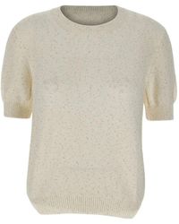 Gran Sasso - Sequin-Embellished Short-Sleeve Sweater - Lyst