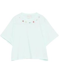 forte_forte - Floral-Detail T-Shirt - Lyst