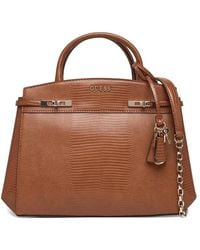 Guess - Reptile-Effect Top-Handle Tote Bag - Lyst