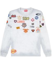 DIESEL - Long-Sleeve T-Shirt With All-Over Patches Print - Lyst