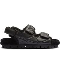 Prada - Black Nappa Leather Sandals - Lyst